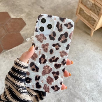 Θήκη τηλεφώνου Vintage Glitter Leopard Print για iPhone 13 12 11 14 Pro Max 7 14 plus X XR Soft Tpu Dream Shell Leopard Marble Cover