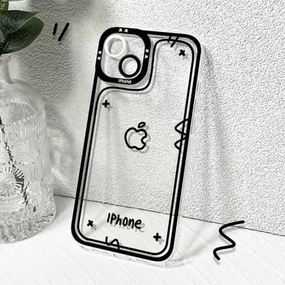 Δισδιάστατη θήκη κινητού Comic Lines για iPhone14 Pro Max 12 13 11 14 Plus Γυναικεία Airpods3 Προστατευτικό κάλυμμα σιλικόνης