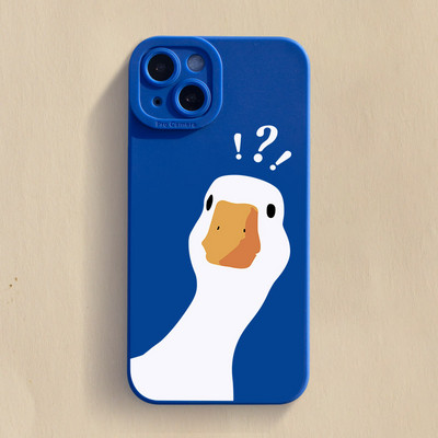 Cartoon Doubt Duck Smile Lattice Case για iPhone 11 12 13 14 Pro Max XR XS X 7 8 Plus SE2020 Mini αντικραδασμικό κάλυμμα μαλακής σιλικόνης