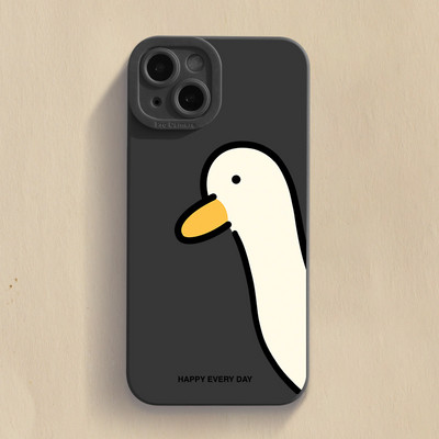 Cartoon Doubt Duck Smile Lattice Case για iPhone 11 12 13 14 Pro Max XR XS X 7 8 Plus SE2020 Mini αντικραδασμικό κάλυμμα μαλακής σιλικόνης