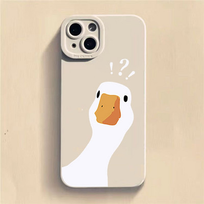Cartoon Doubt Duck Smile Lattice Case για iPhone 11 12 13 14 Pro Max XR XS X 7 8 Plus SE2020 Mini αντικραδασμικό κάλυμμα μαλακής σιλικόνης