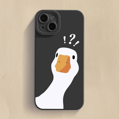 Cartoon Doubt Duck Smile Lattice Case για iPhone 11 12 13 14 Pro Max XR XS X 7 8 Plus SE2020 Mini αντικραδασμικό κάλυμμα μαλακής σιλικόνης