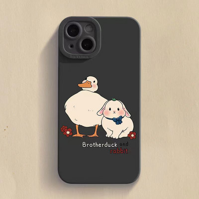 Cartoon Doubt Duck Smile Lattice Case για iPhone 11 12 13 14 Pro Max XR XS X 7 8 Plus SE2020 Mini αντικραδασμικό κάλυμμα μαλακής σιλικόνης