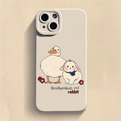 Cartoon Doubt Duck Smile Lattice Case για iPhone 11 12 13 14 Pro Max XR XS X 7 8 Plus SE2020 Mini αντικραδασμικό κάλυμμα μαλακής σιλικόνης