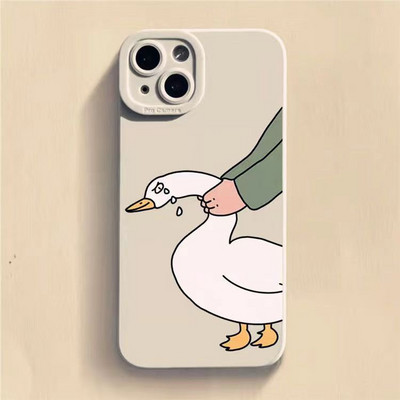 Cartoon Doubt Duck Smile Lattice Case για iPhone 11 12 13 14 Pro Max XR XS X 7 8 Plus SE2020 Mini αντικραδασμικό κάλυμμα μαλακής σιλικόνης