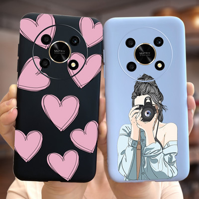 За Honor X9 5G Калъф ANY-NX1 Cute Cartoon Girls Love Heart Cover Мек силиконов калъф за телефон за Huawei Honor X9 X 9 HonorX9 Bumper