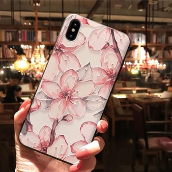 Θήκη τηλεφώνου 3D Emboss για iPhone XR XS Max X 10 SE 2 2022 6 6S 7 8 Plus Flower Cover for iPhone 14 13 11 12 Pro Max Mini Couqe 13