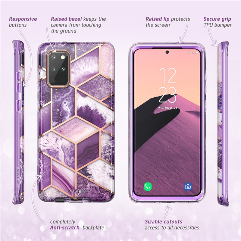 Skirtas „Samsung Galaxy S20 Plus 5G Case i-Blason Cosmo“ viso kūno blizgančiam marmuriniam buferio dėklui BE integruotos ekrano apsaugos