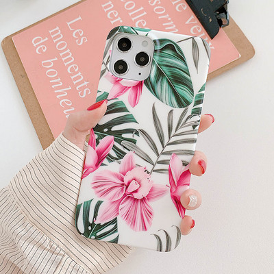 Калъф за телефон с ретро цветя за iPhone 13 12 11 Pro Max XR XS MAX за iPhone 7 8 Plus X Калъф Мек TPU матов заден капак с флорална обвивка