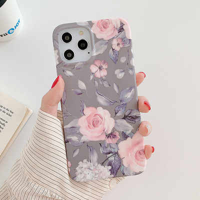 Калъф за телефон с ретро цветя за iPhone 13 12 11 Pro Max XR XS MAX за iPhone 7 8 Plus X Калъф Мек TPU матов заден капак с флорална обвивка