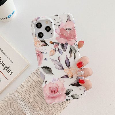 Калъф за телефон с ретро цветя за iPhone 13 12 11 Pro Max XR XS MAX за iPhone 7 8 Plus X Калъф Мек TPU матов заден капак с флорална обвивка