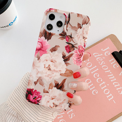 Калъф за телефон с ретро цветя за iPhone 13 12 11 Pro Max XR XS MAX за iPhone 7 8 Plus X Калъф Мек TPU матов заден капак с флорална обвивка