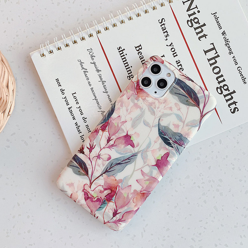 Калъф за телефон с ретро цветя за iPhone 13 12 11 Pro Max XR XS MAX за iPhone 7 8 Plus X Калъф Мек TPU матов заден капак с флорална обвивка