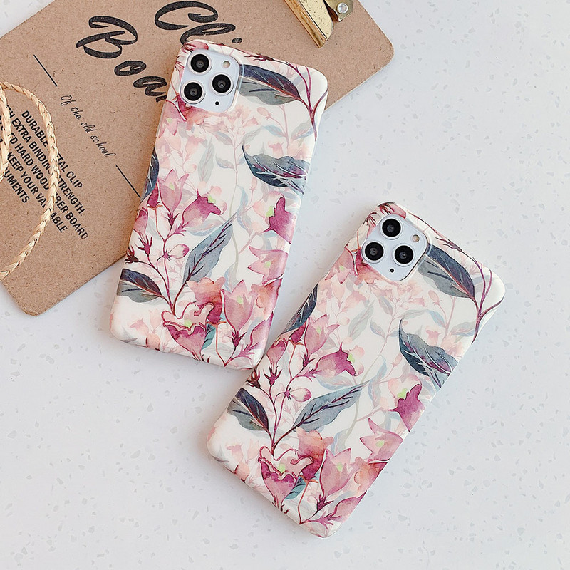 Калъф за телефон с ретро цветя за iPhone 13 12 11 Pro Max XR XS MAX за iPhone 7 8 Plus X Калъф Мек TPU матов заден капак с флорална обвивка