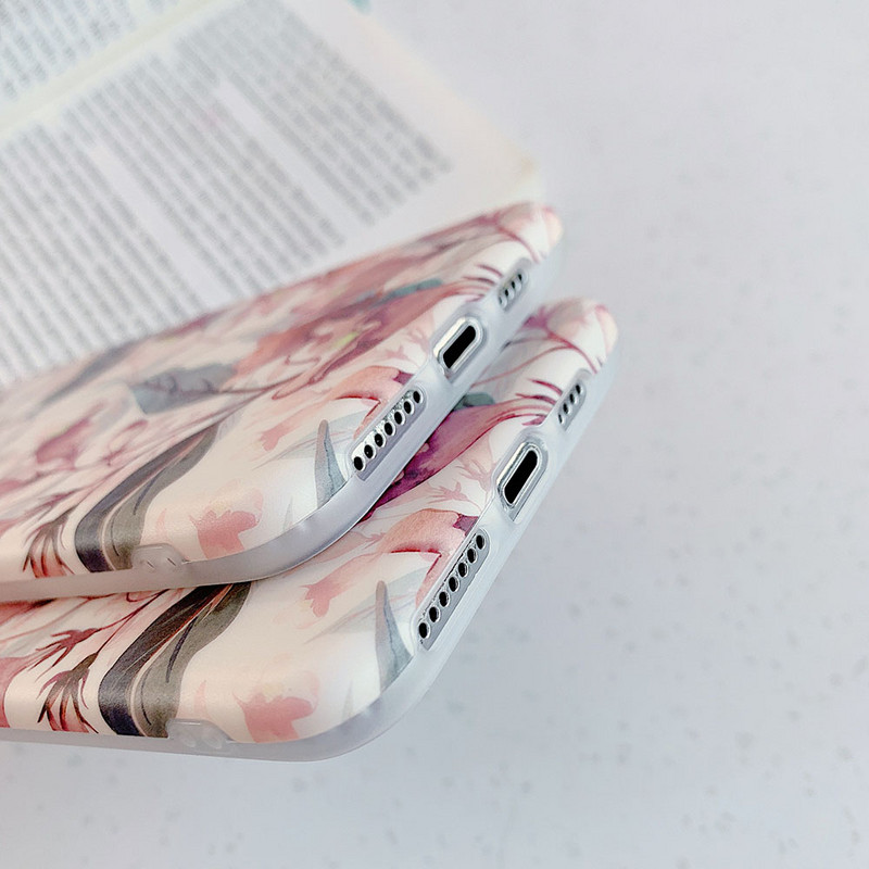 Калъф за телефон с ретро цветя за iPhone 13 12 11 Pro Max XR XS MAX за iPhone 7 8 Plus X Калъф Мек TPU матов заден капак с флорална обвивка