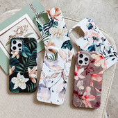 Ματ Floral Θήκη Για iPhone 14 12 mini 13 11 Pro Max XR XS Max X 7 8 Plus Soft TPU Tropical Leaf Flowers Κοριτσίστικες θήκες τηλεφώνου