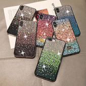 Калъф за телефон Glitter Crystal за iPhone 13 12 mini XR 11 Pro XS MAX Заден капак за iPhone 7 8 Plus X Coque Bling Gradient Fundas