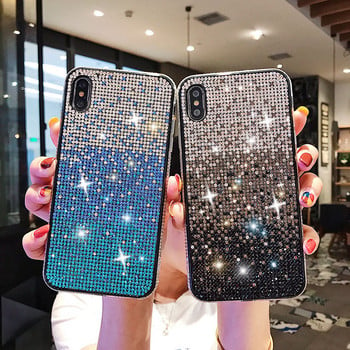 Калъф за телефон Glitter Crystal за iPhone 13 12 mini XR 11 Pro XS MAX Заден капак за iPhone 7 8 Plus X Coque Bling Gradient Fundas