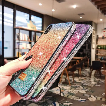 Калъф за телефон Glitter Crystal за iPhone 13 12 mini XR 11 Pro XS MAX Заден капак за iPhone 7 8 Plus X Coque Bling Gradient Fundas