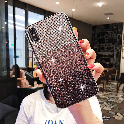 Калъф за телефон Glitter Crystal за iPhone 13 12 mini XR 11 Pro XS MAX Заден капак за iPhone 7 8 Plus X Coque Bling Gradient Fundas