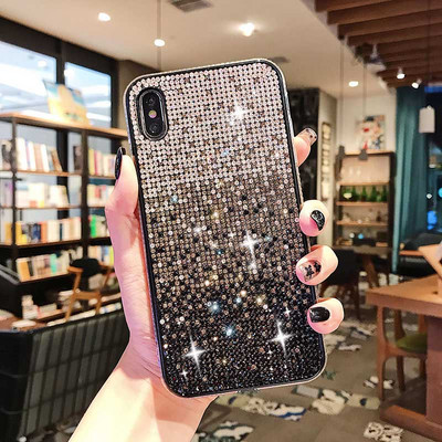Калъф за телефон Glitter Crystal за iPhone 13 12 mini XR 11 Pro XS MAX Заден капак за iPhone 7 8 Plus X Coque Bling Gradient Fundas