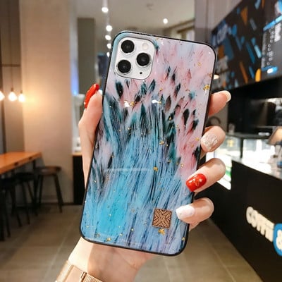 Θήκη τηλεφώνου πολυτελείας από χρυσό φύλλο για iPhone 11 12 13 14 mini Pro Max XS X XR 7 8 SE 2020 Κάλυμμα με φύλλα δέντρων