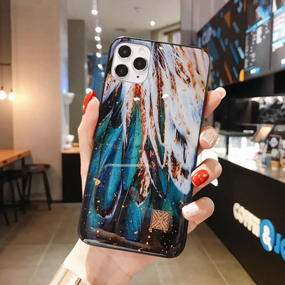 Θήκη τηλεφώνου πολυτελείας από χρυσό φύλλο για iPhone 11 12 13 14 mini Pro Max XS X XR 7 8 SE 2020 Κάλυμμα με φύλλα δέντρων