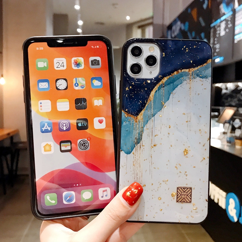 Θήκη τηλεφώνου πολυτελείας από χρυσό φύλλο για iPhone 11 12 13 14 mini Pro Max XS X XR 7 8 SE 2020 Κάλυμμα με φύλλα δέντρων