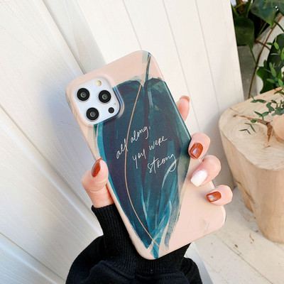 Θήκη Graffiti Leaves For iPhone 13 12 mini 11 Pro Max XR XS Max X 7 8 Plus Soft TPU Pink Tropical Leaf Case Phone Coque