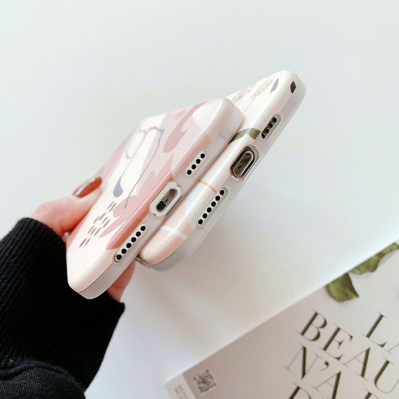 Θήκη Graffiti Leaves For iPhone 13 12 mini 11 Pro Max XR XS Max X 7 8 Plus Soft TPU Pink Tropical Leaf Case Phone Coque