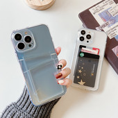 Clear Dual Card Slots Διάφανη θήκη τηλεφώνου για iPhone 14 13 12 11 Pro Max XS Max XR X 7 8 Plus Μαλακό κάλυμμα σιλικόνης αντικραδασμικό