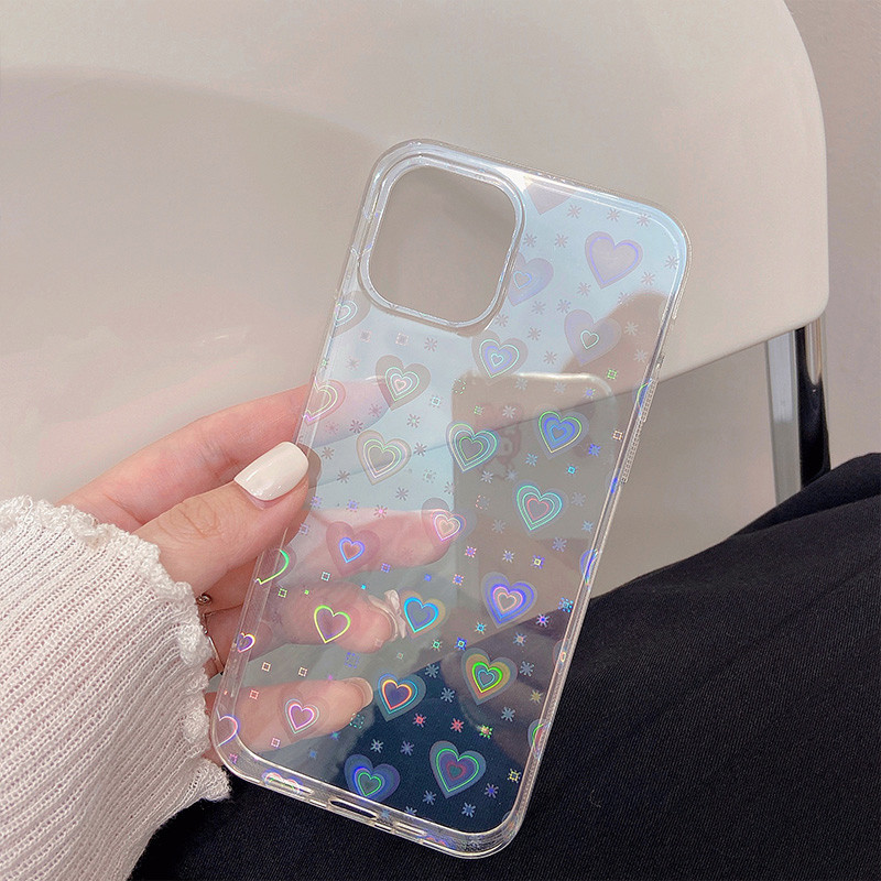 Poco F3 X3 M3 M4 Gradient Laser Love Heart Case για Xiaomi Redmi Note 10 Pro 11 8 9 Pro 8T 9S 10S 9A 9C 10 Διαφανές