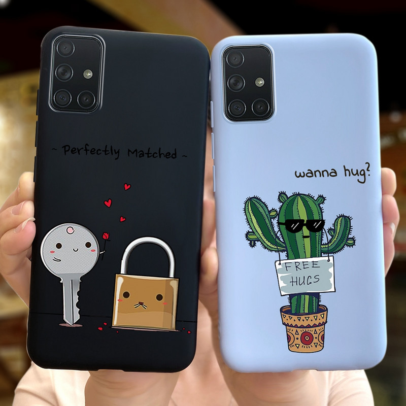За Samsung Galaxy A51 Калъф Симпатичен модел Силиконов мек TPU заден капак За Samsung A51 A 51 SM-A515 Калъфи за телефони Унисекс