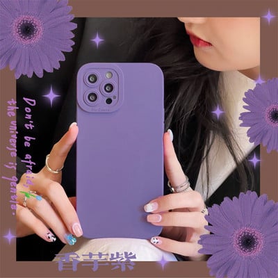 Моден яркозелен мек силиконов калъф за телефон iPhone 13 14 11 12 Pro Max XS XR 7 8 Plus SE 2020 Candy Color Tide Matte Cover