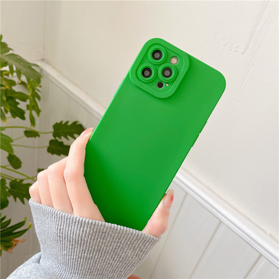 Мек силиконов едноцветен флуоресцентен калъф за iPhone 14 13 12 11 Pro XS Max 7 8 Plus X XR SE 2 Защитно покритие на камерата Coque