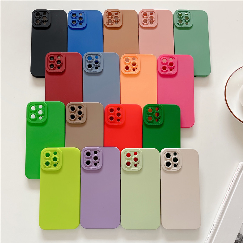 Мек силиконов едноцветен флуоресцентен калъф за iPhone 14 13 12 11 Pro XS Max 7 8 Plus X XR SE 2 Защитно покритие на камерата Coque