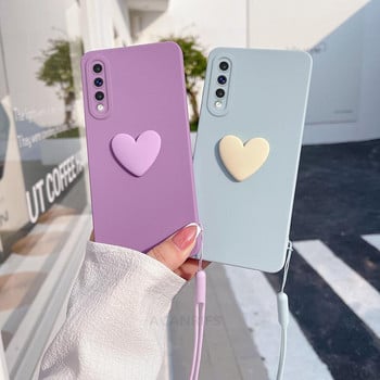 Θήκη σιλικόνης 50 70 50s 51 Love Heart Lanyard για κάμερα Samsung Galaxy A50 A70 A30s A20 A50s Πλήρες κάλυμμα A20s A21s A51 A71 4g