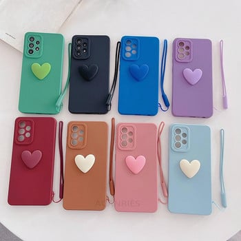 Θήκη σιλικόνης 50 70 50s 51 Love Heart Lanyard για κάμερα Samsung Galaxy A50 A70 A30s A20 A50s Πλήρες κάλυμμα A20s A21s A51 A71 4g