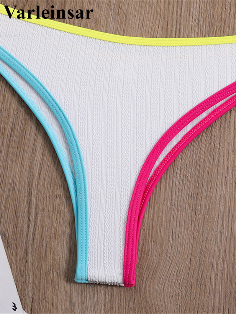 Új Splicing középső derékmagasított bikini női fürdőruha Női fürdőruha Kétrészes bikini szett fürdőruha Swim Lady V4319
