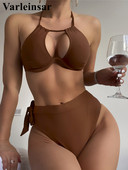 Costum de baie pentru femeie, cu sârmă cu sârmă, cu bară în V, Bikini cu talie înaltă, Costume de baie pentru femei Set de bikini din două piese Costum de baie pentru baie V4316