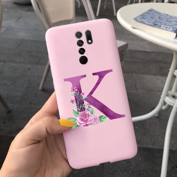 Για εξώφυλλο Xiaomi Redmi 9 Θήκη Alphabet Letters Flower Soft Silicone Fundas For Redmi 9 redmi9 Προφυλακτήρας Αντικραδασμική θήκη τηλεφώνου 6,53\