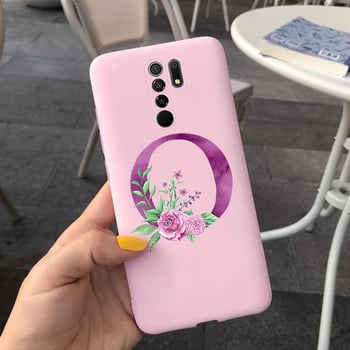 Για εξώφυλλο Xiaomi Redmi 9 Θήκη Alphabet Letters Flower Soft Silicone Fundas For Redmi 9 redmi9 Προφυλακτήρας Αντικραδασμική θήκη τηλεφώνου 6,53\