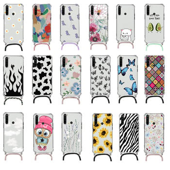 Θήκη κολιέ για Xiaomi Redmi Note 8 Pro 8T T Flower TPU Coque Coque For Redmi note8 note8t 8pro Θήκες κορδονιού με κορδόνι Πίσω