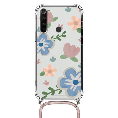 Θήκη κολιέ για Xiaomi Redmi Note 8 Pro 8T T Flower TPU Coque Coque For Redmi note8 note8t 8pro Θήκες κορδονιού με κορδόνι Πίσω