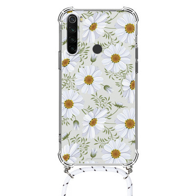 Θήκη κολιέ για Xiaomi Redmi Note 8 Pro 8T T Flower TPU Coque Coque For Redmi note8 note8t 8pro Θήκες κορδονιού με κορδόνι Πίσω