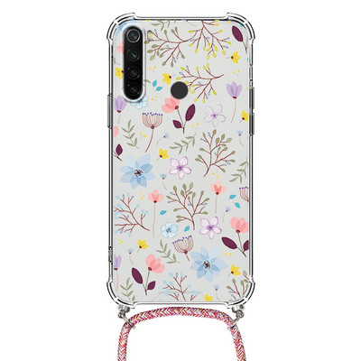 Θήκη κολιέ για Xiaomi Redmi Note 8 Pro 8T T Flower TPU Coque Coque For Redmi note8 note8t 8pro Θήκες κορδονιού με κορδόνι Πίσω