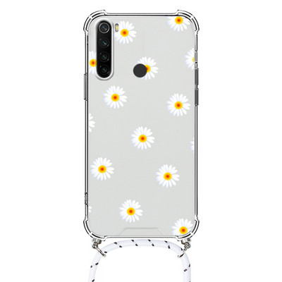 Θήκη κολιέ για Xiaomi Redmi Note 8 Pro 8T T Flower TPU Coque Coque For Redmi note8 note8t 8pro Θήκες κορδονιού με κορδόνι Πίσω