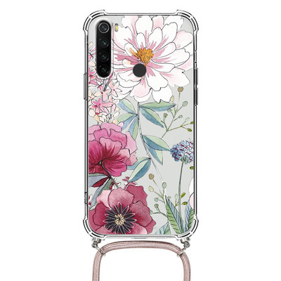 Θήκη κολιέ για Xiaomi Redmi Note 8 Pro 8T T Flower TPU Coque Coque For Redmi note8 note8t 8pro Θήκες κορδονιού με κορδόνι Πίσω