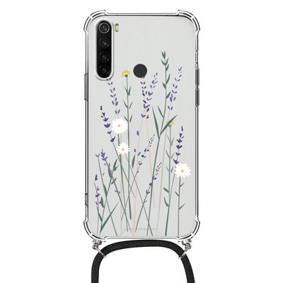 Θήκη κολιέ για Xiaomi Redmi Note 8 Pro 8T T Flower TPU Coque Coque For Redmi note8 note8t 8pro Θήκες κορδονιού με κορδόνι Πίσω