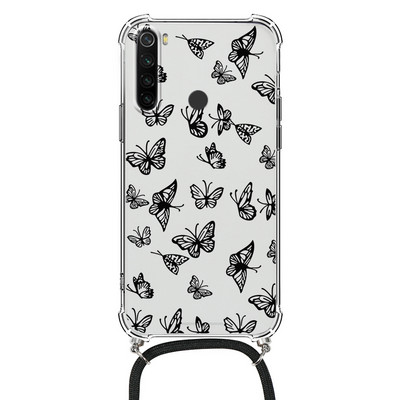 Θήκη κολιέ για Xiaomi Redmi Note 8 Pro 8T T Flower TPU Coque Coque For Redmi note8 note8t 8pro Θήκες κορδονιού με κορδόνι Πίσω